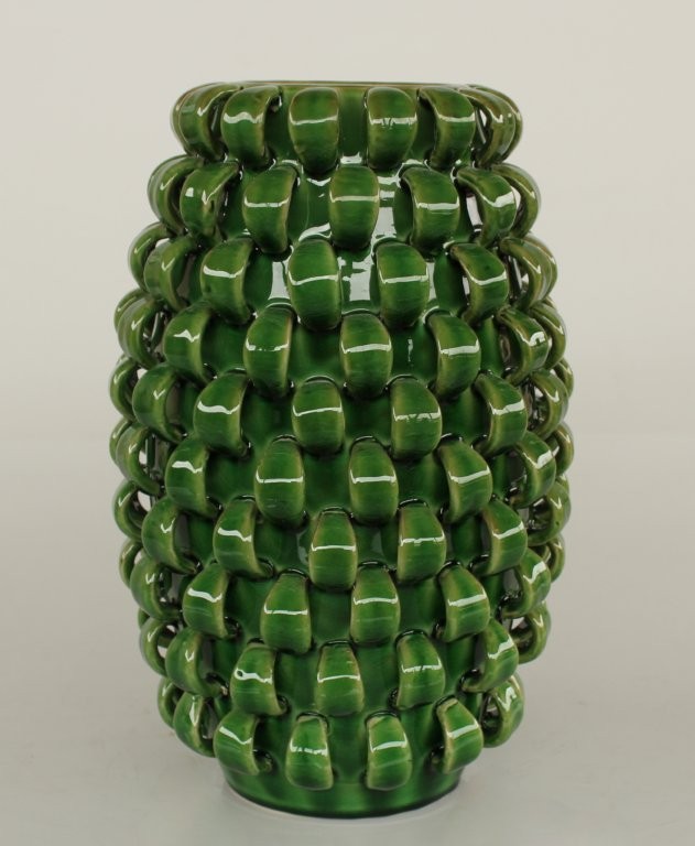 Tall Green Curly Ceramic Vase